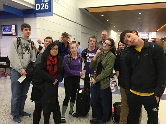 The students being real troopers and hanging in there at the airport